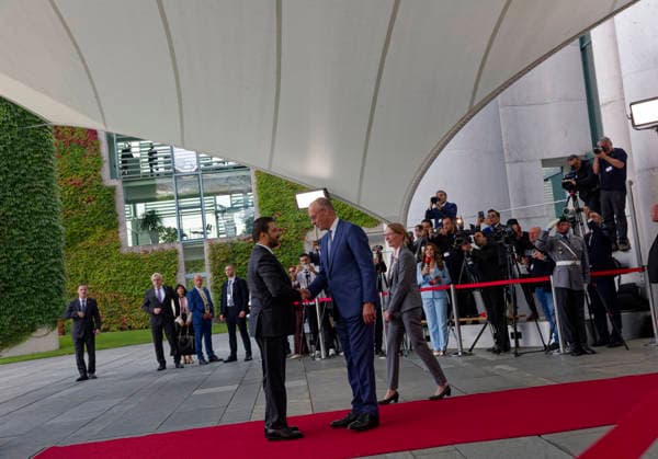 Merz und Al-Zaidi 2026-09-15 Deutschland, Berlin Gemeinsame Pressekonferenz von Bundeskanzler Friedrich Merz (CDU) und dem Ministerpräsidenten des Irak, Ali Faleh Al-Zaidi im Kanzleramt.