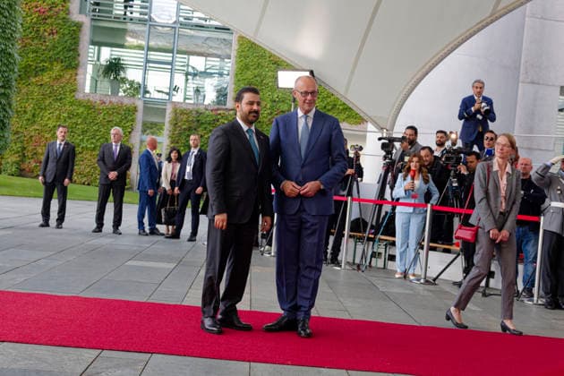 Merz und Al-Zaidi 2026-09-15 Deutschland, Berlin Gemeinsame Pressekonferenz von Bundeskanzler Friedrich Merz (CDU) und dem Ministerpräsidenten des Irak, Ali Faleh Al-Zaidi im Kanzleramt.