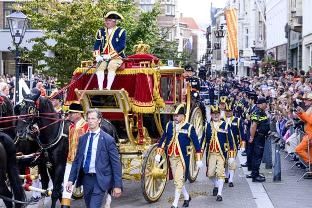 Den Haag, The Netherlands, 2026-09-15 14:10:40 THE HAGUE, 15-09-2026, Noordeinde Palace Arrival of the Glass Coach with King Willem Alexander and Queen Maxima with Princess Amalia at Noordeinde Palace PHOTO: NL Beeld Patrick van Emst Credit: NL Beeld Patrick van Emst  Copyright: xx x