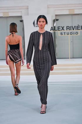 September 15, 2026, Madrid, Spain: A model parades with Alex Riviere design during Mercedes Benz Fashion Week Madrid Cibeles Palace in Madrid, 15 February of 2026 Spain Madrid Spain - ZUMAs197 20260915_aaa_s197_349 Copyright: xAtilanoxGarciax