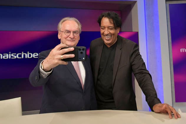 Reiner Haseloff und Cherno Jobatey in der ARD-Talkshow maischberger im Studio Berlin Adlershof. Berlin, 15.09.2026