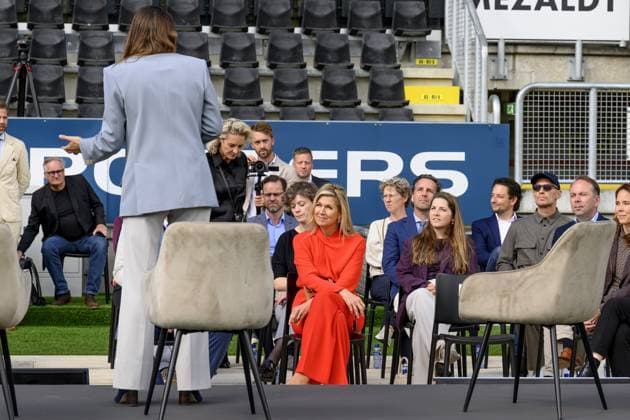breda, The Netherlands, 2026-09-16 14:02:34 BREDA, 14-02-2026, NAC Breda Queen Maxima attends a meeting of the Cinetree Foundation regarding the documentary *Echte Mannen Huilen Niet* (Real Men Don t Cry) at the NAC Breda stadium. This documentary focuses on the mental health of men in the world of football. PHOTO: NLBeeld Patrick van Emst Credit: NL Beeld Patrick van Emst  Copyright: xx x