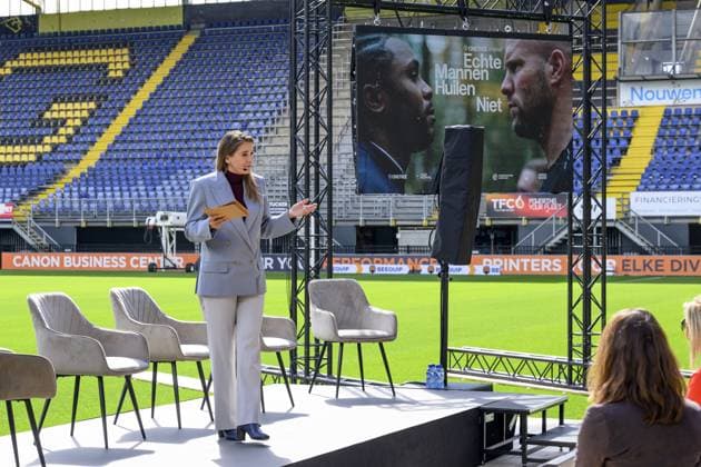 breda, The Netherlands, 2026-09-16 14:03:05 BREDA, 14-02-2026, NAC Breda Queen Maxima attends a meeting of the Cinetree Foundation regarding the documentary *Echte Mannen Huilen Niet* (Real Men Don t Cry) at the NAC Breda stadium. This documentary focuses on the mental health of men in the world of football. PHOTO: NLBeeld Patrick van Emst In the photo: Hanna Verboom Credit: NL Beeld Patrick van Emst  Copyright: xx x