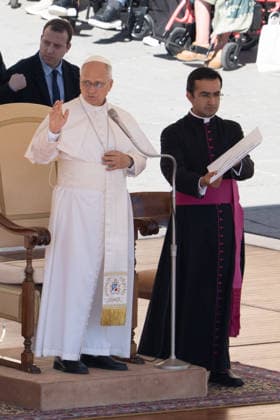 Pope Leo XIV Attends Weekly General Audience - Vatican City Pope Leo XIV attends the weekly general audience at St Peter s Square in Vatican City on September 16, 2026. Photo by Andrea Bracaglia ABACAPRESS.COM Vatican City Vatican City  Copyright: xBracagliaxAndrea ABACAx