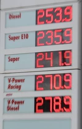 Spritpreise 16.09.2026, Koelleda, Benzinpreise Spritpreise, Diesel kostet heute am Nachmittag 2,539â‚¬, Super liegt bei 2,419â‚¬, am guenstigsten ist E10 mit 2,359â‚¬