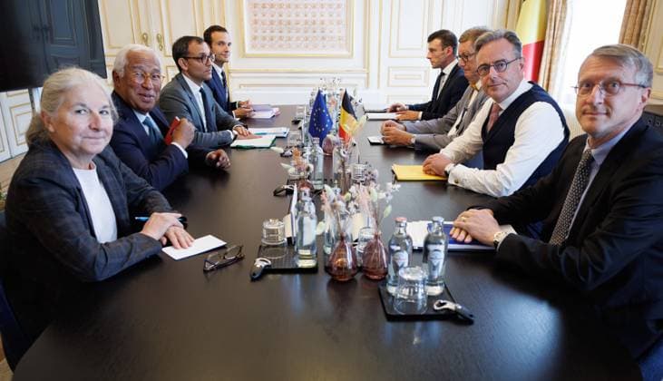 European Council President Antonio Costa and Prime Minister Bart De Wever pictured during a bilateral meeting between Belgian Prime Minister and European Council President ahead of next European Council on 15 and 16 October 2026, in Brussels, Wednesday 16 September 2026.  BENOITxDOPPAGNE 186640770