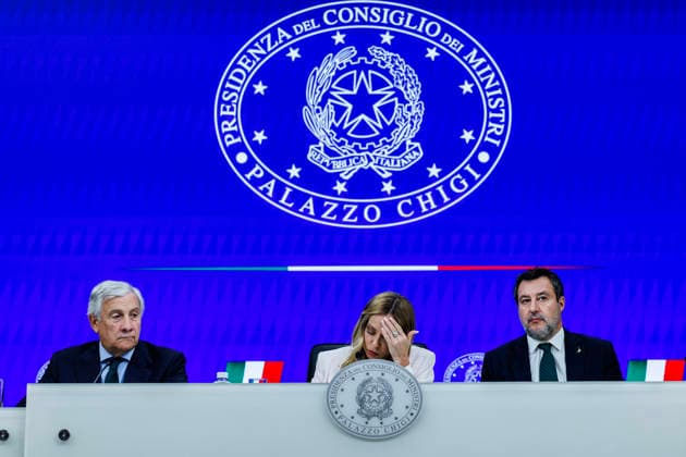 September 16, 2026, Rome, Italia, Italy: Prime Minister Giorgia Meloni, Minister of Foreign Affairs and International Cooperation Antonio Tajani, and Minister of Infrastructure and Transport Matteo Salvini during the press conference following the Council of Ministers meeting on the abolition of the car tax, Rome, 16 09 2026 Rome Italy  - ZUMAa289 20260916_zia_a289_025 Copyright: xFrancescoxFotiax xAgfx