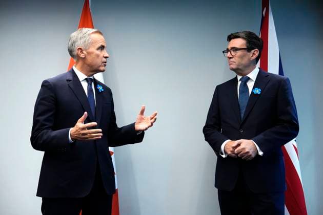 September 16, 2026, Liverpool, United Kingdom: Prime Minister Mark Carney, left, meets with British Prime Minister Andy Burnham at Hill Dickinson Stadium in Liverpool, England, on Wednesday, Sept. 16, 2026. Liverpool United Kingdom  - ZUMAc35_ 20260916_zaf_c35_103 Copyright: xJustinxTangx