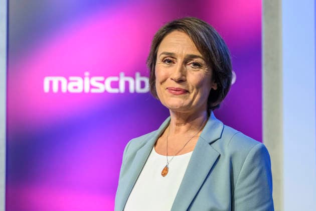 im Bild v.l.: Sandra Maischberger, GER, Berlin, Studio, zu Gast bei Maischberger, politische Talkshow, TV, Format, mit Moderatorin Sandra Maischberger, Das Erste, aus Adlershof Am Studio 20, 16.09.2026, Copyright: HMBxMedia UwexKoch