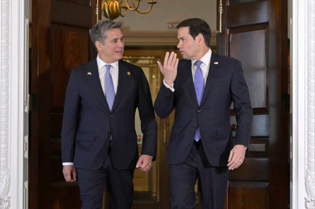 U.S. Secretary of State Marco Rubio (R) and Costa Rican Foreign Minister Manuel Tovar speak during a meeting in the Treaty Room at the State Department in Washington, D.C., USA 16 September 2026. Foreign Minister Tovar, who is touring the United States this week, met with Rubio in Washington to strengthen relations between the two countries and address various topics of mutual interest regarding joint cooperation between Costa Rica and the United States. Costa Rica strengthens security and migration ties with the U.S. during meeting with Rubio !ACHTUNG: NUR REDAKTIONELLE NUTZUNG!  Copyright: xLENINxNOLLYx AME7940 20260916-55021420720_1