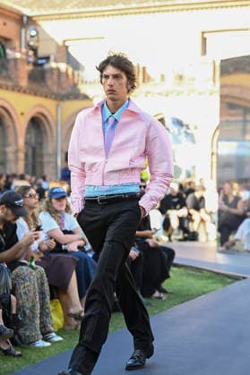 September 16, 2026, Madrid, Spain: A model parades with Acromatyx design during the Mercedes Benz Fashion Week Madrid at Cibeles Palace in Madrid. Madrid Spain  - ZUMAs197 20260916_aaa_s197_323 Copyright: xAtilanoxGarciax
