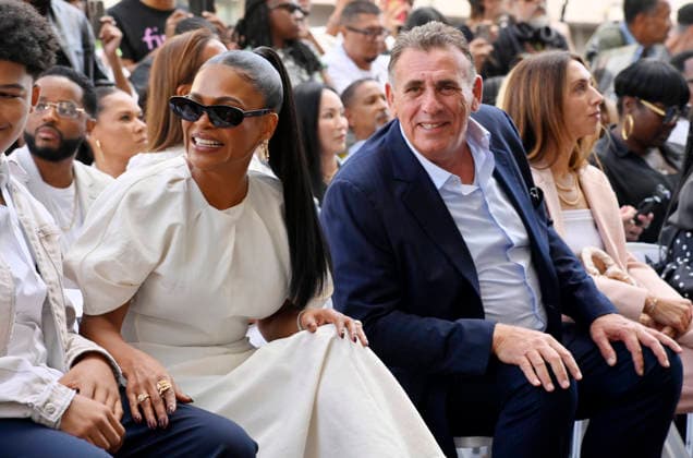 Actress Nia Long and British film producer Graham King react to comments during an unveiling ceremony honoring her with the 2,857th star on the Hollywood Walk of Fame in Los Angeles on Wednesday, September 16, 2026.  LAP2026091637 JIMxRUYMEN