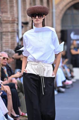 September 16, 2026, Madrid, Spain: A model parades with MoisÃ s Nieto design during Mercedes Benz Fashion Week Madrid Cibeles Palace. Madrid Spain  - ZUMAs197 20260916_aaa_s197_526 Copyright: xAtilanoxGarciax