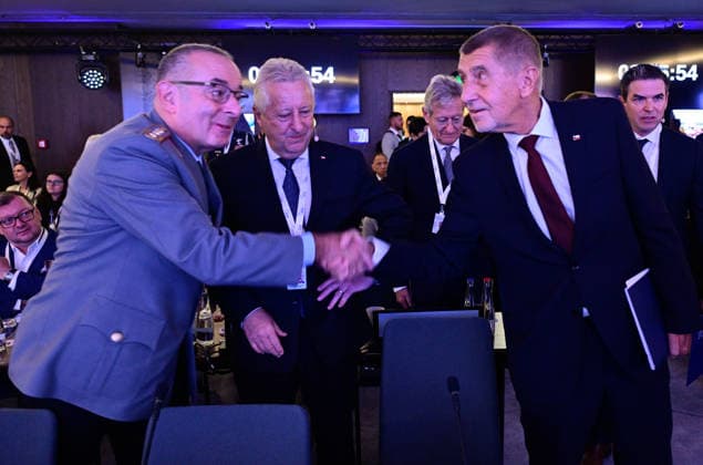 From left, Chief of Defence of the Bundeswehr Carsten Breuer, Czech Defence Minister Jaromir Zuna (for SPD) and Czech Prime Minister Andrej Babis (ANO) at the IISS Prague Defence Summit 2026, in Prague, Czech Republic, on September 17, 2026. (CTKxPhoto RomanxVondrous) CTKPhotoP2026091702501  CTKPhotoP2026091702501