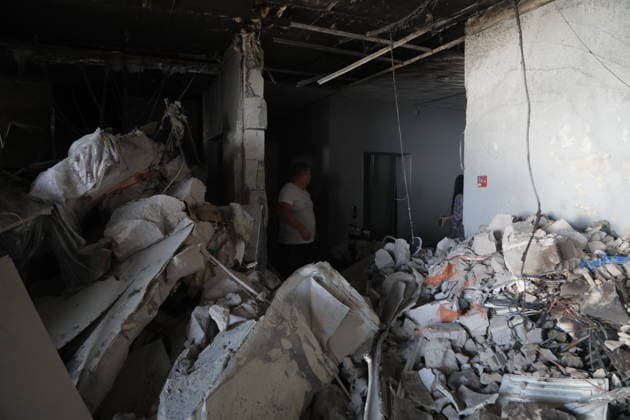 Russian attacks on Odesa cause destruction ODESA, UKRAINE - SEPTEMBER 17: An interior view of damage inside an apartment on the 15th floor of a multi-story residential building following a Russian strike in Odesa, Ukraine, September 17, 2026. The attack caused severe structural damage to upper-level units, leaving debris and shattered walls throughout the complex. Arthur Shvits Anadolu Odesa Ukraine. Editorial use only. Please get in touch for any other usage.  Copyright: x2026xAnadoluxArthurxShvitsx