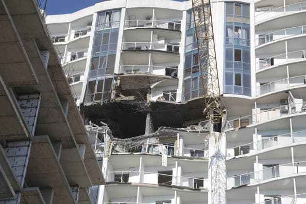 Russian attacks on Odesa cause destruction ODESA, UKRAINE - SEPTEMBER 17: A view of damaged 15th floor of a multi-story residential building following a Russian strike in Odesa, Ukraine, September 17, 2026. The attack caused severe structural damage to upper-level units, leaving debris and shattered walls throughout the complex. Arthur Shvits Anadolu Odesa Ukraine. Editorial use only. Please get in touch for any other usage.  Copyright: x2026xAnadoluxArthurxShvitsx