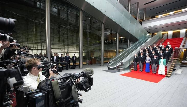 Japan PM reshuffles Cabinet Japanese Prime Minister Sanae Takaichi (front row, C) and her Cabinet members pose for a group photo at the premier s office in Tokyo on Sept. 17, 2026, following the reshuffle of her Cabinet.  A14AA0005627743P