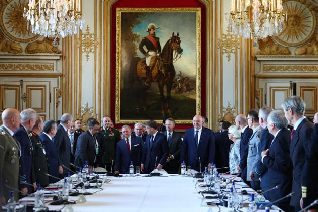 Leaders Of Jordan, Lebanon, France Meet In Paris To Discuss Lebanese Army Support French President Emmanuel Macron, Jordan s King Abdullah II and Lebanese President Joseph Aoun open the Aqaba Process meeting in support of the Lebanese Armed Forces (LAF) at the Hotel des Invalides in Paris, France, September 17, 2026. Photo by Gonzalo Fuentes Pool ABACAPRESS.COM PARIS France  Copyright: xFuentesxGonzalo Pool ABACAx