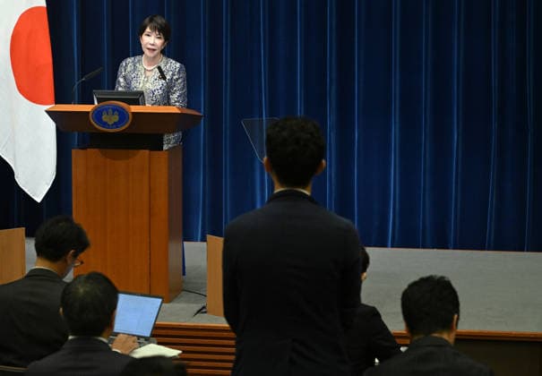 September 17, 2026, Tokyo, Japan: Japanese Prime Minister Sanae Takaichi (L) holds a press conference after a cabinet reshuffle at the prime minister s office in Tokyo on September 17, 2026. - The cabinet reshuffle aimed at solidifying the ruling coalition and advancing a food tax cut despite concerns over how it will be financed. Tokyo Japan - ZUMAz114 20260917_zih_z114_008 Copyright: xPOOLx