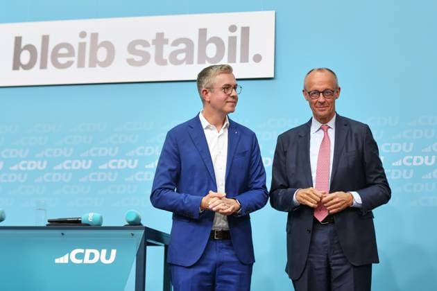 Berlin, Deutschland, 17.09.2026: Konrad-Adenauer-Haus: Wahlkampf-Schlussspurt der CDU: CDU-Spitzenkandidat für Berlin Stefan Evers und Bundeskanzler Friedrich Merz (CDU) Copyright: xdtsxNachrichtenagenturx dts_135189