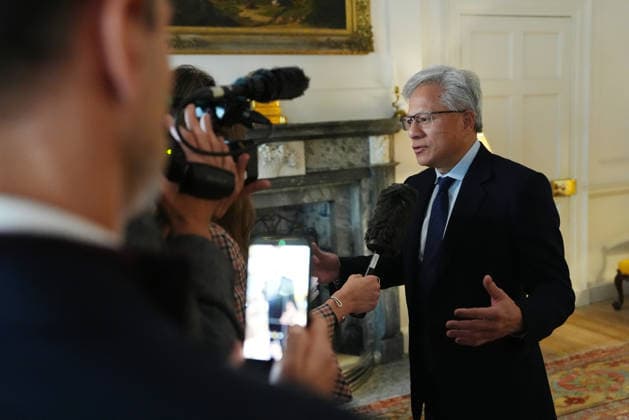 King meets with AI sector leaders Nvidia chief executive Jensen Huang records a pool interview ahead of a meeting hosted by King Charles III for leaders from the artificial intelligence (AI) sector, Government, and thought leaders to discuss how AI can be developed and deployed in ways that benefit society, at Dumfries House in Cumnock, Ayrshire. Picture date: Thursday September 17, 2026., Credit:Jonathan Brady PA ROTA - B68 Avalon UK, Cumnock  Copyright: xJonathanxBradyx xPAxROTAx-xB68x xAvalonx 1135695918