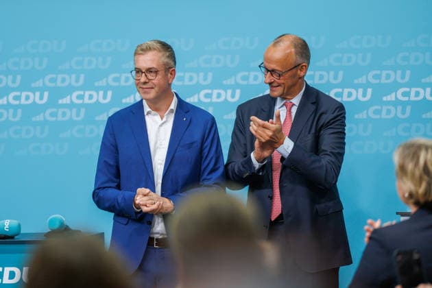 72 Stunden vor Schließung der Wahllokale lädt die CDU Berlin zum Wahlkampf-Schlussspurt ein 72 Stunden vor Schließung der Wahllokale lädt die CDU Berlin zum Wahlkampf-Schlussspurt mit Bundeskanzler Friedrich Merz und dem Spitzenkandidaten der CDU Berlin, Stefan Evers, in das Konrad-Adenauer-Haus ein. Unter dem Titel Extremisten von der Macht fernhalten. Lösungen aus der Mitte. am 17.09.2026 in Berlin. Berlin Berlin Deutschland CDU-Bundesgeschäftsstelle (Konrad-Adenauer-Haus)