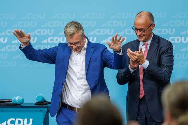72 Stunden vor Schließung der Wahllokale lädt die CDU Berlin zum Wahlkampf-Schlussspurt ein 72 Stunden vor Schließung der Wahllokale lädt die CDU Berlin zum Wahlkampf-Schlussspurt mit Bundeskanzler Friedrich Merz und dem Spitzenkandidaten der CDU Berlin, Stefan Evers, in das Konrad-Adenauer-Haus ein. Unter dem Titel Extremisten von der Macht fernhalten. Lösungen aus der Mitte. am 17.09.2026 in Berlin. Berlin Berlin Deutschland CDU-Bundesgeschäftsstelle (Konrad-Adenauer-Haus)