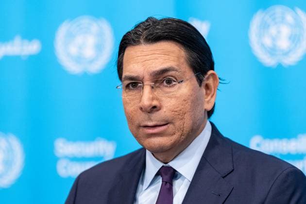 September 17, 2026, Bronx, New York, USA: Ambassador Danny Danon of Israel speaks to the press at Security Council stakeout ahead of the meeting on situation in Syria at UN Headquarters in New York, NY on September 17, 2026. He pointed to the map of Syria where Turkiye occupied about 5% and Israel about 0.1% of Syrian territory. Bronx USA - ZUMAr339 20260917_znp_r339_001 Copyright: xLevxRadinx