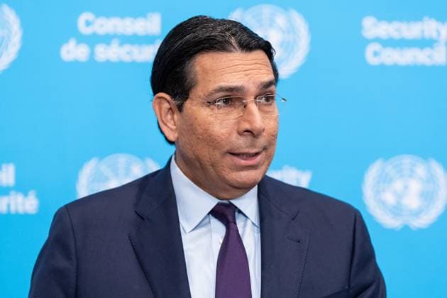 September 17, 2026, Bronx, New York, USA: Ambassador Danny Danon of Israel speaks to the press at Security Council stakeout ahead of the meeting on situation in Syria at UN Headquarters in New York, NY on September 17, 2026. He pointed to the map of Syria where Turkiye occupied about 5% and Israel about 0.1% of Syrian territory. Bronx USA  - ZUMAr339 20260917_znp_r339_002 Copyright: xLevxRadinx