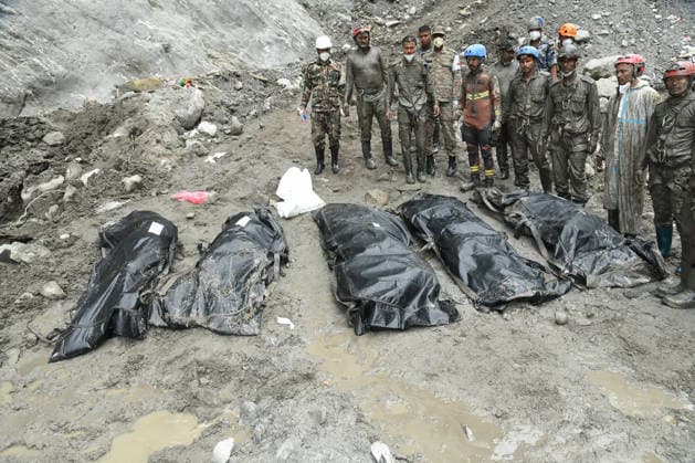Nepalese rescue teams continued searching for survivors following the devastating glacial floods that swept through the Himalayan region. Officials said 5 bodies were recovered from a tunnel buried by debris in Nepal on September 17, 2026. More than 8,700 Nepal Army personnel have been deployed across the affected areas. A joint rescue team conducted search and recovery operations for human remains and bodies along the Matilo Trishuli River and other flood-affected waterways.  NEP2026091702 NepalesexArmy