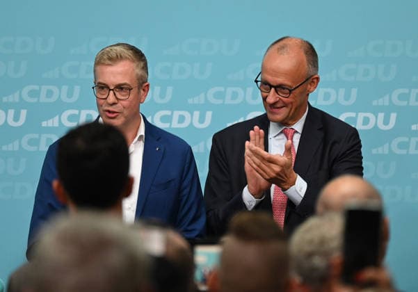 Chancellor Merz joins Evers for CDU Berlin’s Final Campaign Push in Berlin BERLIN, GERMANY - SEPTEMBER 17: Federal Chancellor Friedrich Merz and CDU Berlin lead candidate Stefan Evers take part in the final phase of the CDU’s Berlin election campaign under the motto: Keeping Extremists Out of Power. Solutions from the Centre , at the CDU Federal Headquarters in Berlin, Germany, on September 17, 2026. The Berlin House of Representatives election will take place on September 20, 2026. Volodymyr Sindieiev Anadolu Berlin Germany. Editorial use only. Please get in touch for any other usage.  Copyright: x2026xAnadoluxVolodymyrxSindieievx