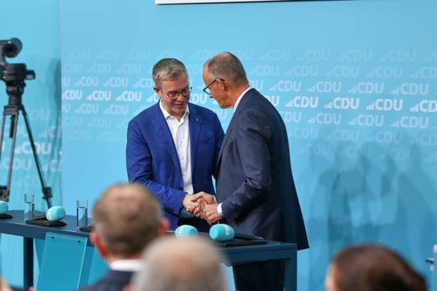 Berlin, Deutschland, 17.09.2026: Konrad-Adenauer-Haus: Wahlkampf-Schlussspurt der CDU: CDU-Spitzenkandidat für Berlin Stefan Evers und Bundeskanzler Friedrich Merz (CDU) Copyright: xdtsxNachrichtenagenturx dts_135260
