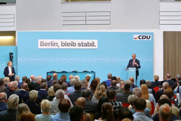 Berlin, Deutschland, 17.09.2026: Konrad-Adenauer-Haus: Wahlkampf-Schlussspurt der CDU: Bundeskanzler Friedrich Merz (CDU) Copyright: xdtsxNachrichtenagenturx dts_135231