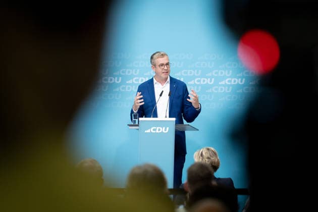 Wahlkampf-Schlussspurt, CDU, Konrad-Adenauer-Haus Berlin, Wahlkampf-Schlussspurt, CDU, Konrad-Adenauer-Haus, Spitzenkandidat CDU, Berlin, Stefan Evers Berlin Berlin GER