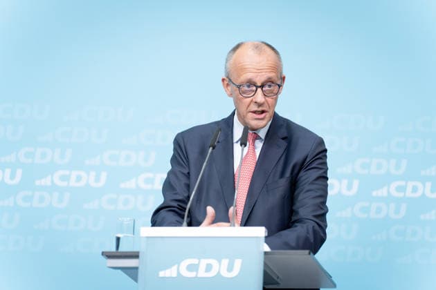 Wahlkampf-Schlussspurt, CDU, Konrad-Adenauer-Haus Berlin, Wahlkampf-Schlussspurt, CDU, Konrad-Adenauer-Haus, Bundeskanzler Friedrich Merz Berlin Berlin GER