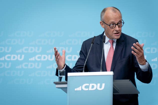 Wahlkampf-Schlussspurt, CDU, Konrad-Adenauer-Haus Berlin, Wahlkampf-Schlussspurt, CDU, Konrad-Adenauer-Haus, Bundeskanzler Friedrich Merz Berlin Berlin GER