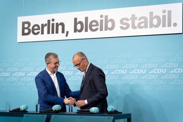 Wahlkampf-Schlussspurt, CDU, Konrad-Adenauer-Haus Berlin, Wahlkampf-Schlussspurt, CDU, Konrad-Adenauer-Haus, Bundeskanzler Friedrich Merz, Spitzenkandidat CDU, Berlin, Stefan Evers Berlin Berlin GER