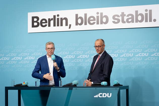 Wahlkampf-Schlussspurt, CDU, Konrad-Adenauer-Haus Berlin, Wahlkampf-Schlussspurt, CDU, Konrad-Adenauer-Haus, Bundeskanzler Friedrich Merz, Spitzenkandidat CDU, Berlin, Stefan Evers Berlin Berlin GER