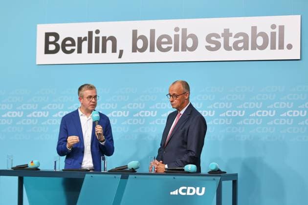 Berlin, Deutschland, 17.09.2026: Konrad-Adenauer-Haus: Wahlkampf-Schlussspurt der CDU: CDU-Spitzenkandidat für Berlin Stefan Evers und Bundeskanzler Friedrich Merz (CDU) Copyright: xdtsxNachrichtenagenturx dts_135255