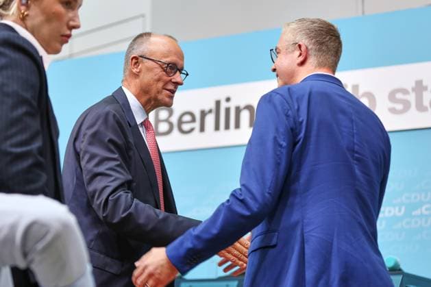 Berlin, Deutschland, 17.09.2026: Konrad-Adenauer-Haus: Wahlkampf-Schlussspurt der CDU: CDU-Spitzenkandidat für Berlin Stefan Evers und Bundeskanzler Friedrich Merz (CDU) Copyright: xdtsxNachrichtenagenturx dts_135267