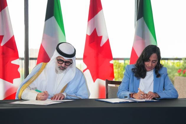 September 17, 2026, Ottawa, On, Canada: Anita Anand, Minister of Foreign Affairs, right, and Kuwaiti Foreign Minister Sheikh Jarrah Jaber Al-Ahmad Al-Sabah take part in a signing ceremony, in Ottawa, on Thursday, September 17, 2026. Ottawa Canada - ZUMAc35_ 20260917_zaf_c35_073 Copyright: xChrisxTanouyex