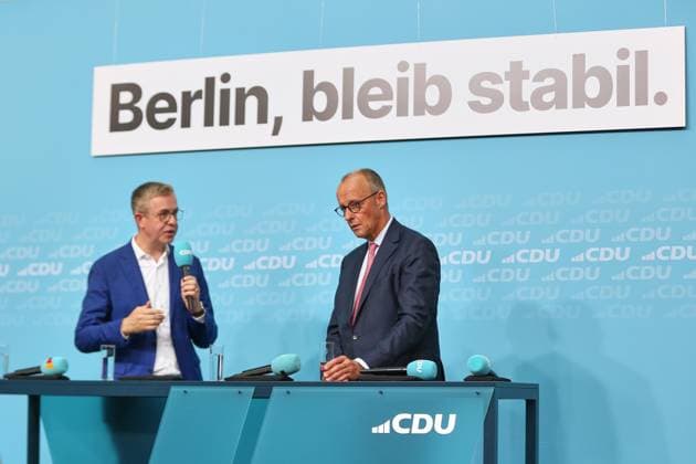 Berlin, Deutschland, 17.09.2026: Konrad-Adenauer-Haus: Wahlkampf-Schlussspurt der CDU: CDU-Spitzenkandidat für Berlin Stefan Evers und Bundeskanzler Friedrich Merz (CDU) Copyright: xdtsxNachrichtenagenturx dts_135256