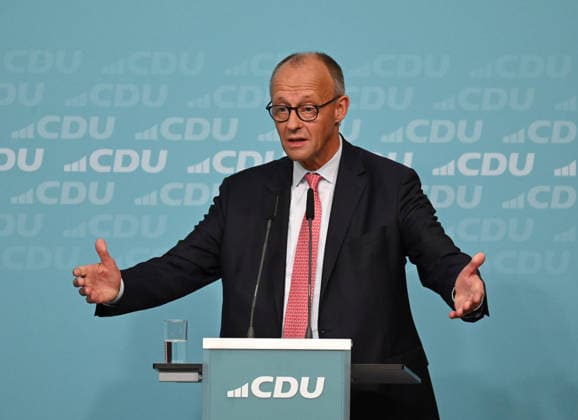 German Chancellor Merz and CDU candidate Evers lead final campaign push for Berlin state election BERLIN, GERMANY - SEPTEMBER 17: Federal Chancellor Friedrich Merz speaks during the final phase of the CDU’s Berlin election campaign under the motto: Keeping Extremists Out of Power. Solutions from the Centre , at the CDU Federal Headquarters in Berlin, Germany, on September 17, 2026. The Berlin House of Representatives election will take place on September 20, 2026 Volodymyr Sindieiev Anadolu Berlin Germany. Editorial use only. Please get in touch for any other usage.  Copyright: x2026xAnadoluxVolodymyrxSindieievx