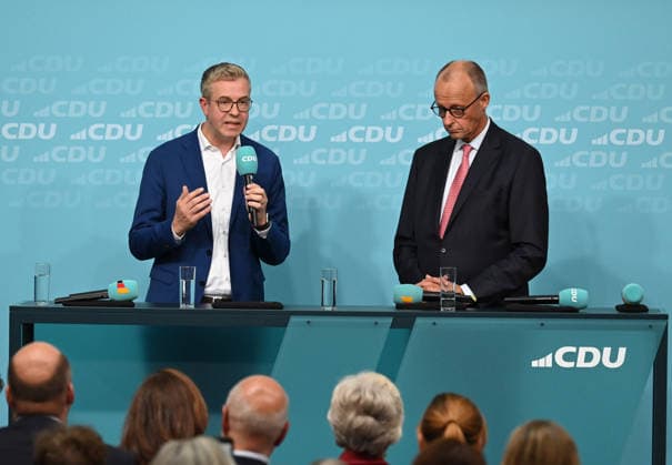 German Chancellor Merz and CDU candidate Evers lead final campaign push for Berlin state election BERLIN, GERMANY – SEPTEMBER 17: Federal Chancellor Friedrich Merz and CDU Berlin lead candidate Stefan Evers take part in the final phase of the CDU’s Berlin election campaign under the motto: Keeping Extremists Out of Power. Solutions from the Centre , at the CDU Federal Headquarters in Berlin, Germany, on September 17, 2026. The Berlin House of Representatives election will take place on September 20, 2026 Volodymyr Sindieiev Anadolu Berlin Germany. Editorial use only. Please get in touch for any other usage.  Copyright: x2026xAnadoluxVolodymyrxSindieievx