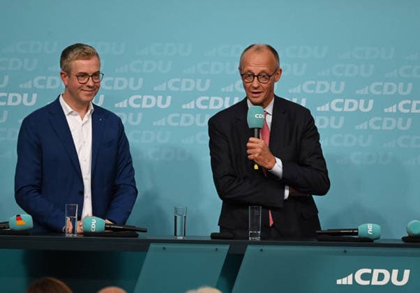 German Chancellor Merz and CDU candidate Evers lead final campaign push for Berlin state election BERLIN, GERMANY – SEPTEMBER 17: Federal Chancellor Friedrich Merz and CDU Berlin lead candidate Stefan Evers take part in the final phase of the CDU’s Berlin election campaign under the motto: Keeping Extremists Out of Power. Solutions from the Centre , at the CDU Federal Headquarters in Berlin, Germany, on September 17, 2026. The Berlin House of Representatives election will take place on September 20, 2026 Volodymyr Sindieiev Anadolu Berlin Germany. Editorial use only. Please get in touch for any other usage.  Copyright: x2026xAnadoluxVolodymyrxSindieievx