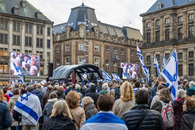 AMSTERDAM - National demonstration on Dam Square by the working group Op de Bres voor IsraÃ«l together with other organizations. A counter-demonstration has also been announced. DINGENA MOL ANP netherlands out - belgium out  Copyright: xx x569010293x originalFilename: 569010293.jpg