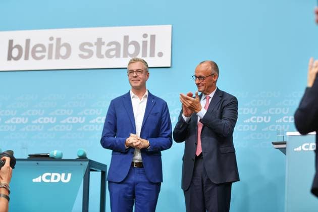 Berlin, Deutschland, 17.09.2026: Konrad-Adenauer-Haus: Wahlkampf-Schlussspurt der CDU: CDU-Spitzenkandidat für Berlin Stefan Evers und Bundeskanzler Friedrich Merz (CDU) Copyright: xdtsxNachrichtenagenturx dts_135261