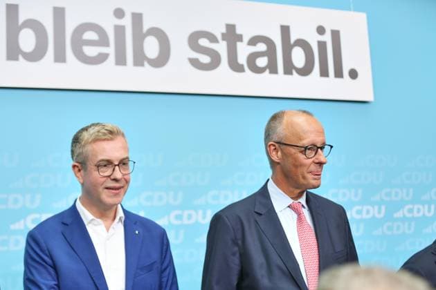 Berlin, Deutschland, 17.09.2026: Konrad-Adenauer-Haus: Wahlkampf-Schlussspurt der CDU: CDU-Spitzenkandidat für Berlin Stefan Evers und Bundeskanzler Friedrich Merz (CDU) Copyright: xdtsxNachrichtenagenturx dts_135269