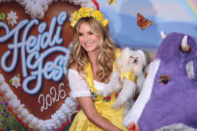Heidi Klum mit Hund Fritz bei der Ankunft zur RTL TV-Show HeidiFest by Heidi Klum im Hofbräuhaus. München, 17.09.2026