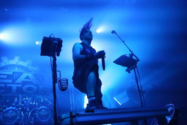 Milo Silvestro von der Band Fear Factory bei einem Konzert im Huxleys Neue Welt in Berlin, 17. September 2026. Fear Factory Konzert Berlin